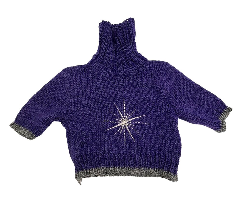 Build A Bear - Stuffed Animal Purple Turtleneck Sweater w/ Silver Star Burst